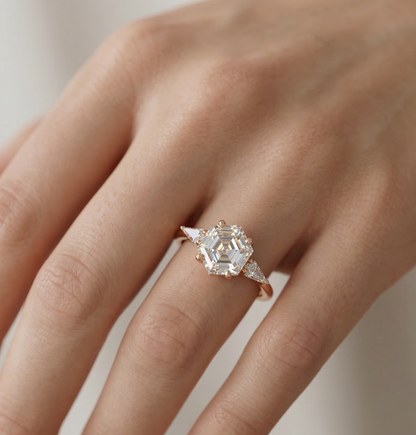 1.160ct Hexagon Lab Grown Diamond Engagement Ring