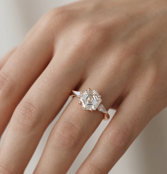 1.160ct Hexagon Lab Grown Diamond Engagement Ring