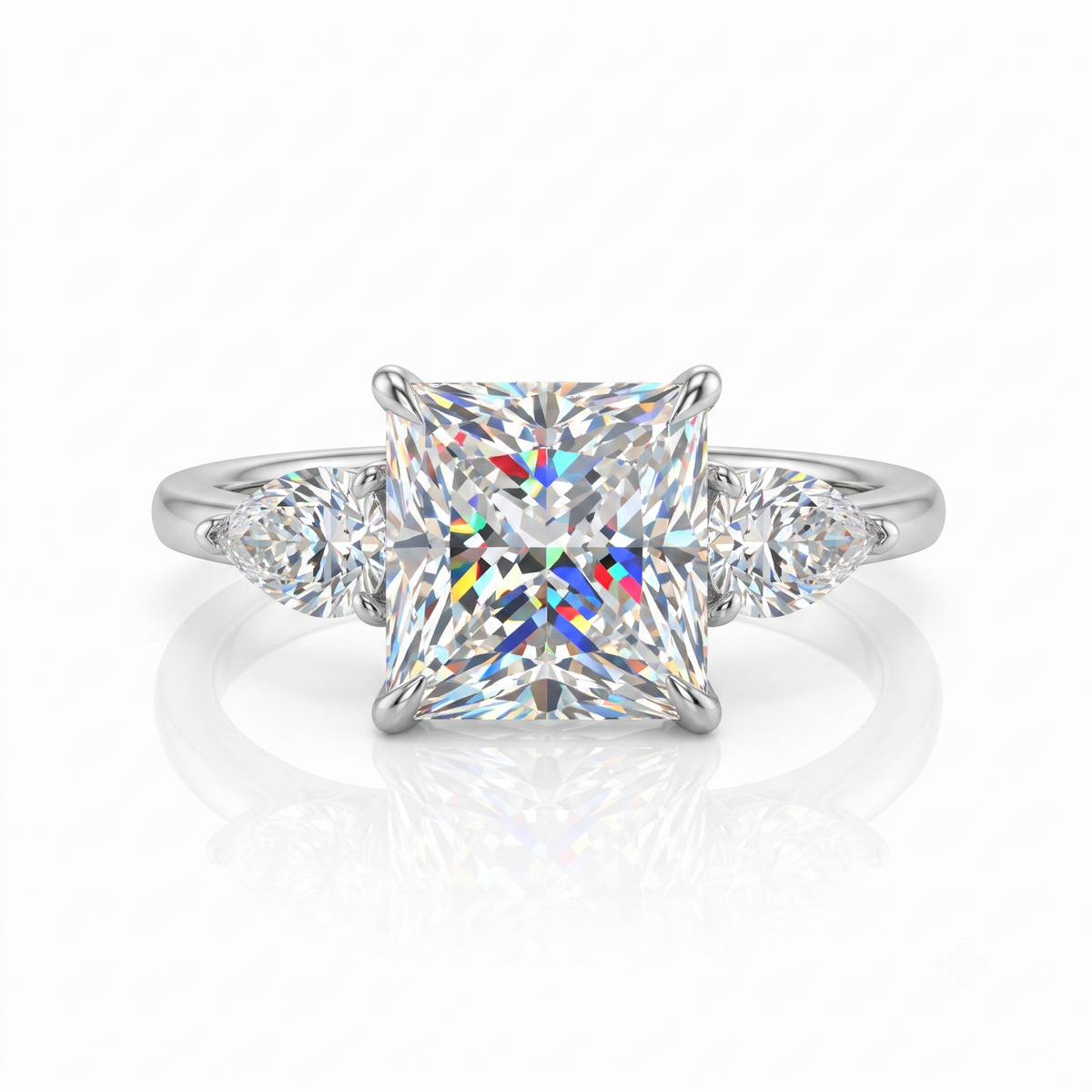 2.35 ct Princess Cut Lab-Grown Diamond Three-Stone Ring