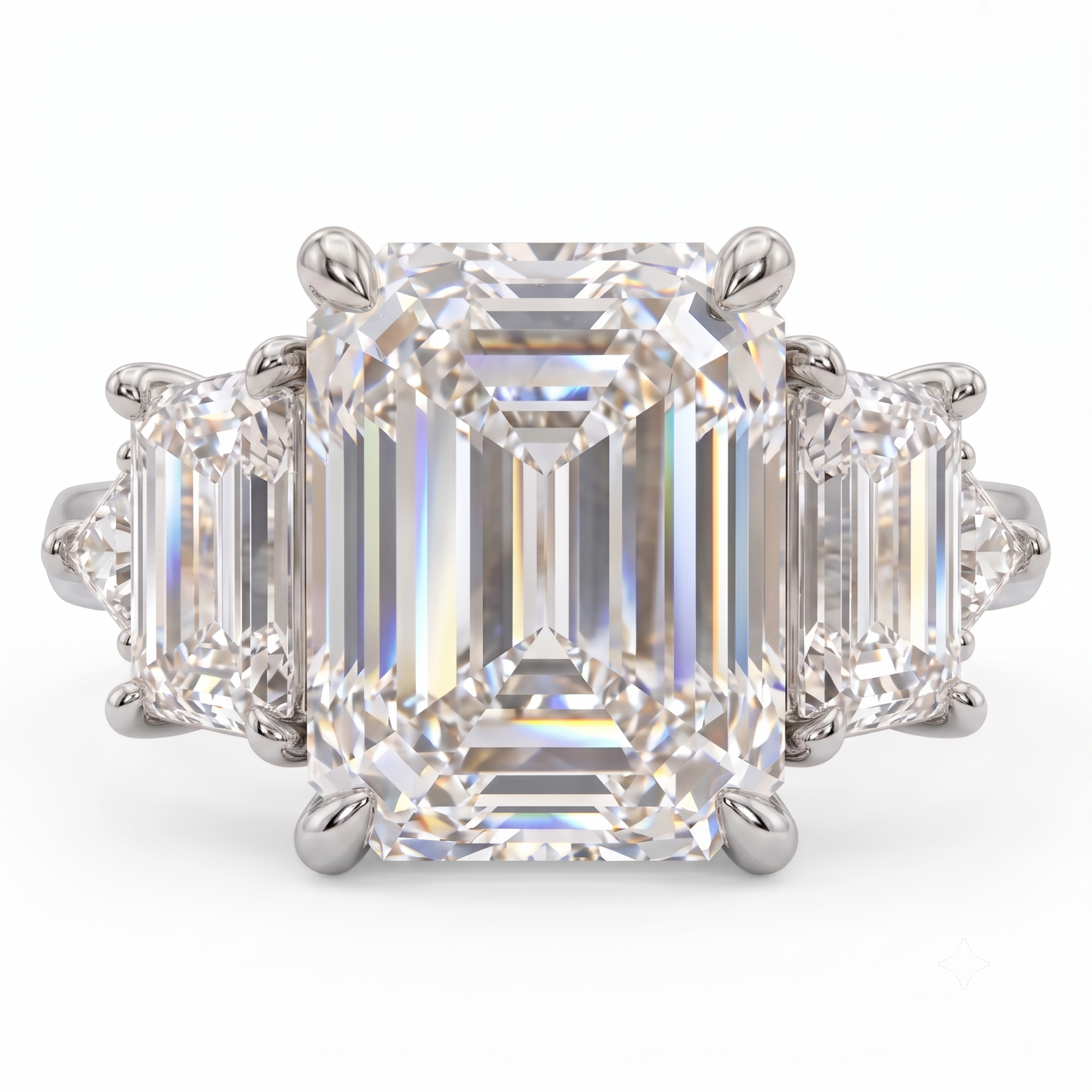 1.00ctw Three Stone Emerald Cut Lab-GrownEngagement Ring