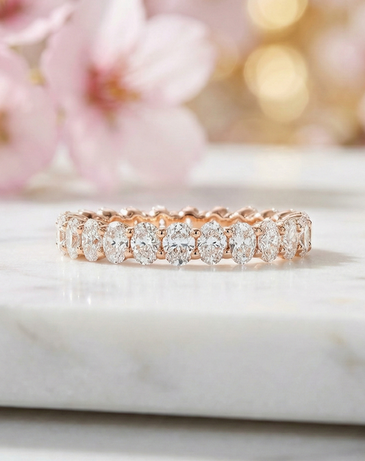 1.36 Ct Oval Moissanite Eternity Wedding Band