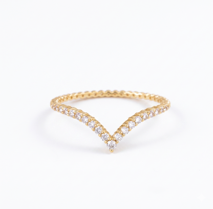 0.110 Ct White Gold Lab-Grown Chevron Wedding Band Ring