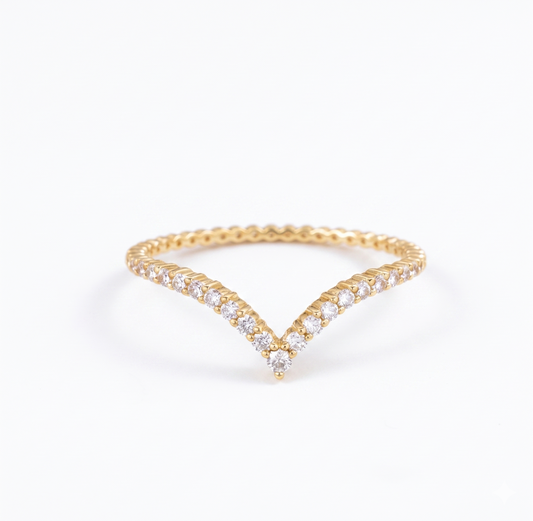 0.110 Ct White Gold Lab-Grown Chevron Wedding Band Ring