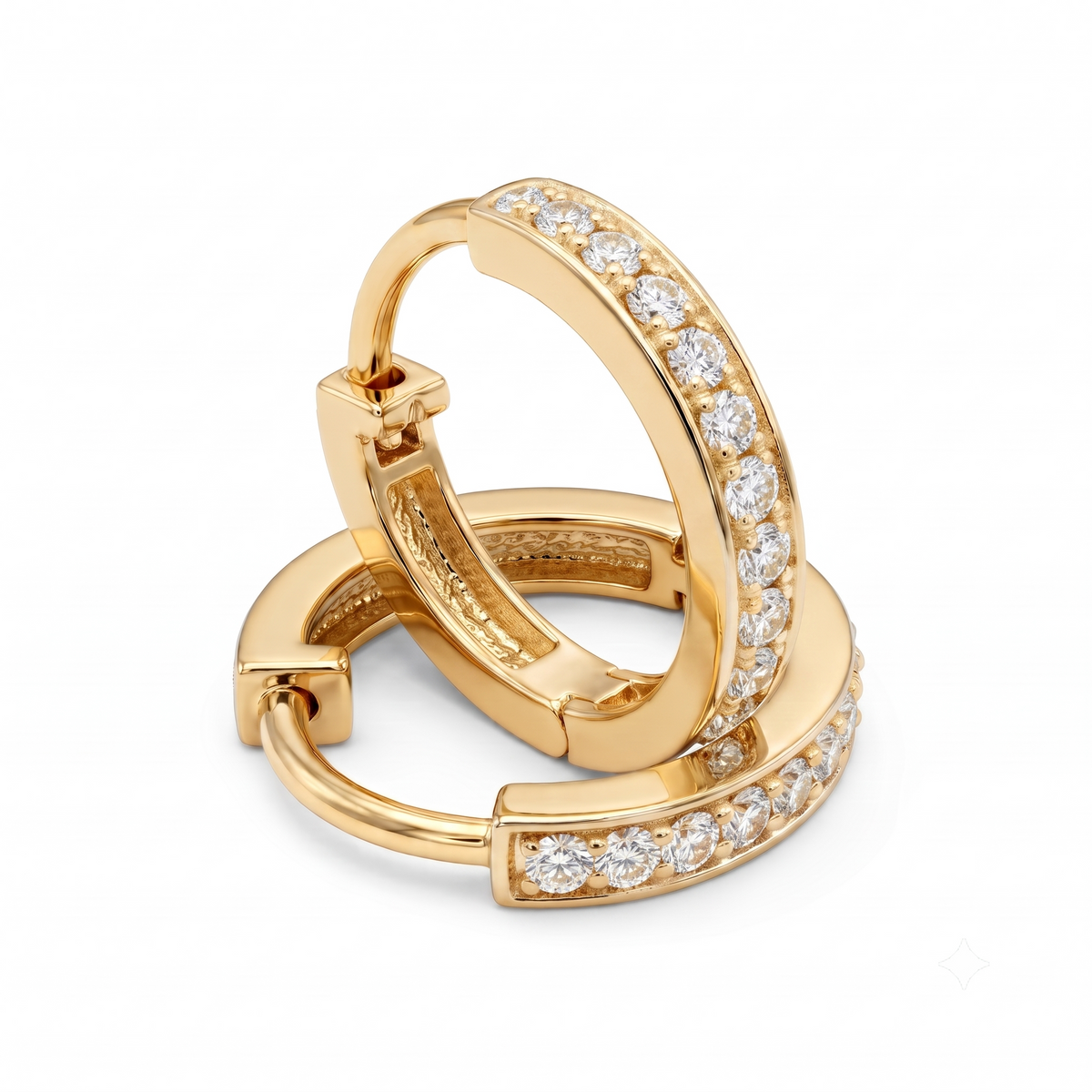 0.18 Ct Lab Grown Diamond Huggie Hoop Earrings | 14K Gold | Round Cut Diamonds
