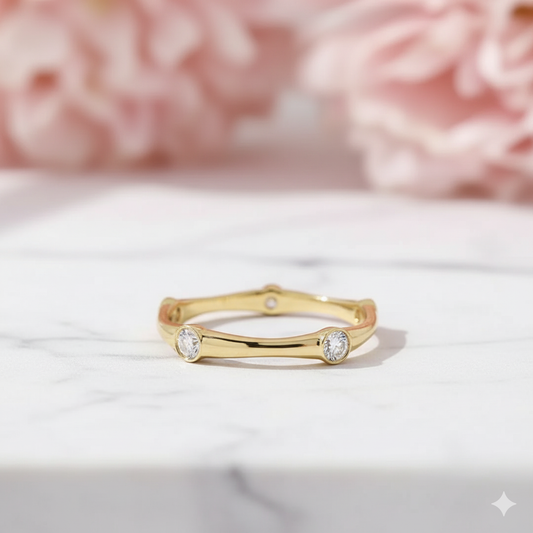 Lab Grown Diamond Bezel Set Stacking Band Ring • 14K Solid Gold
