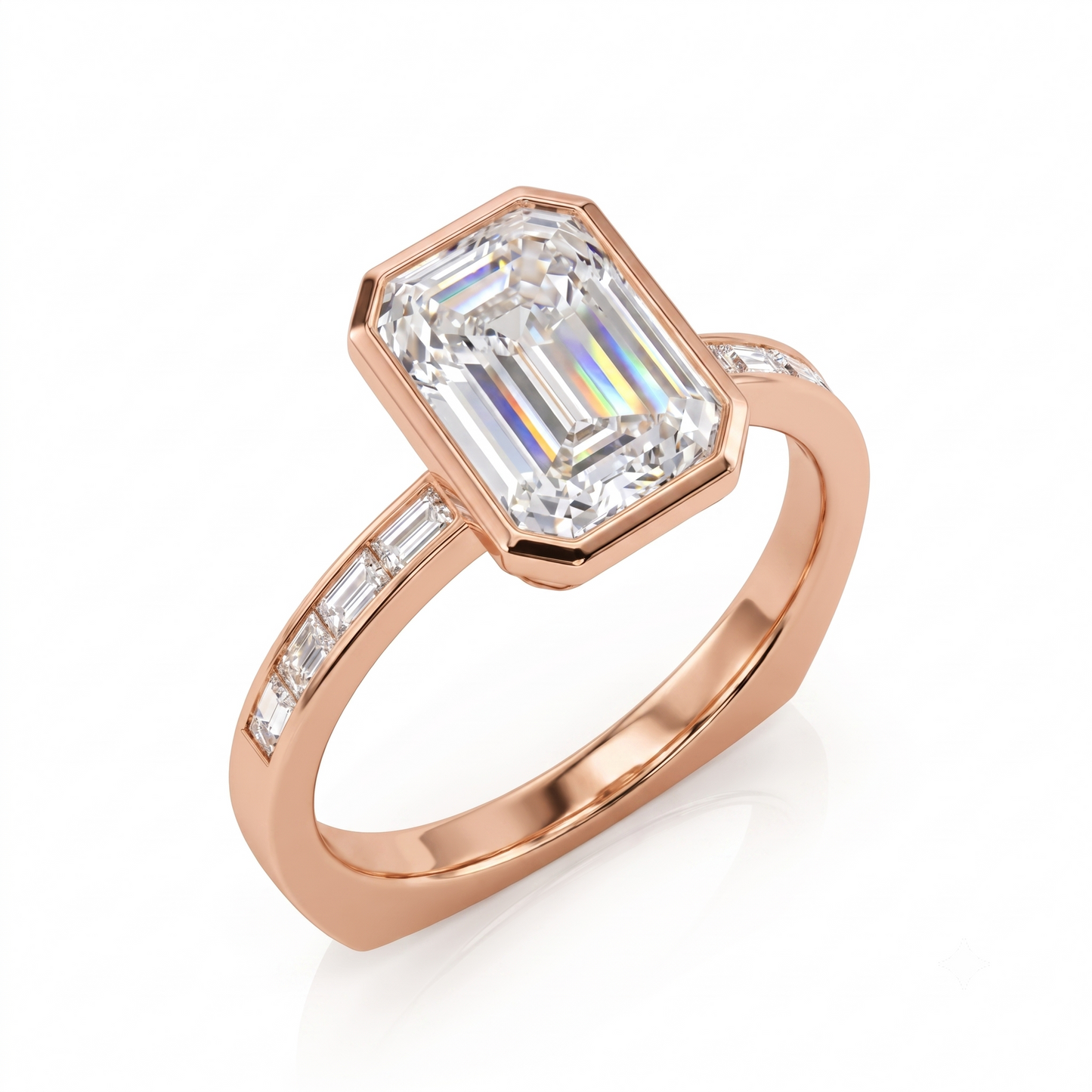 2.00ct Emerald cut Natural Diamond Solitaire Engagement Ring