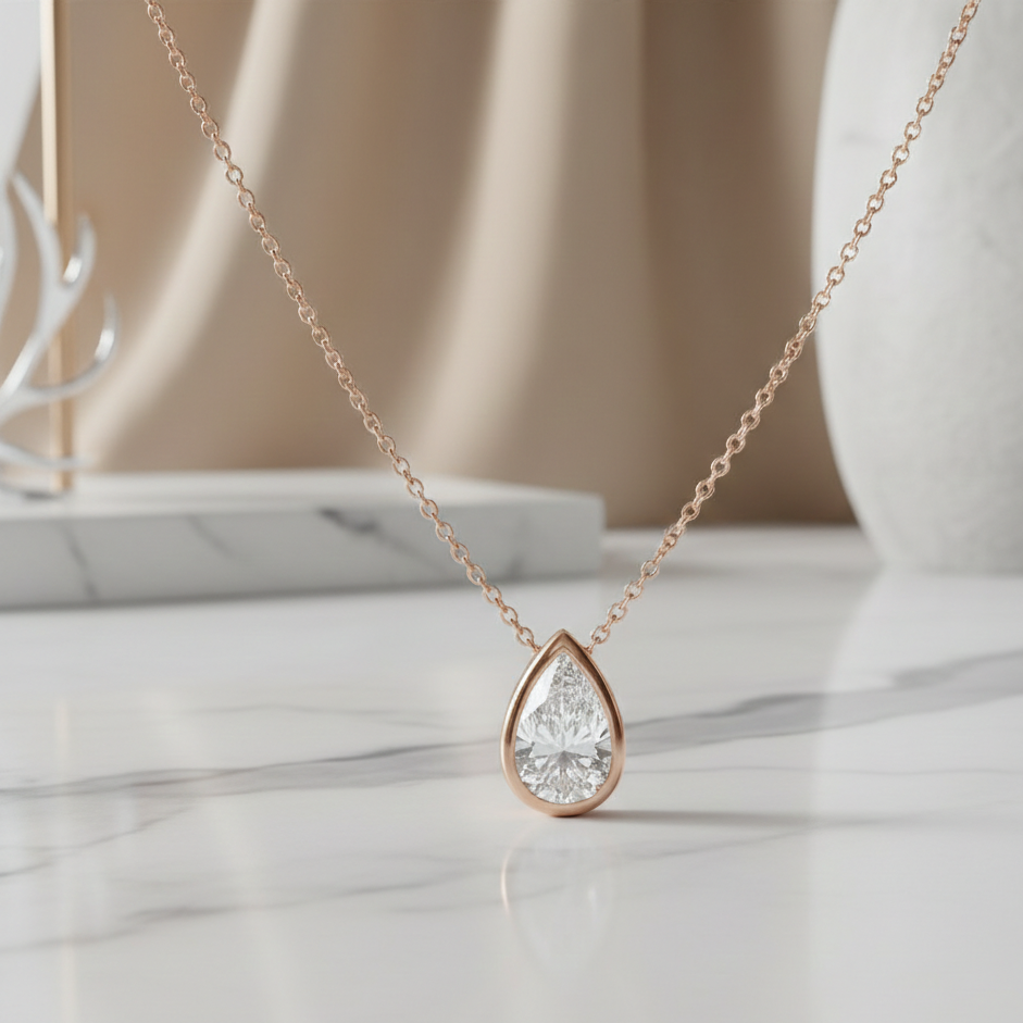 0.500ct Pear Lab-Grown Solitaire Necklace