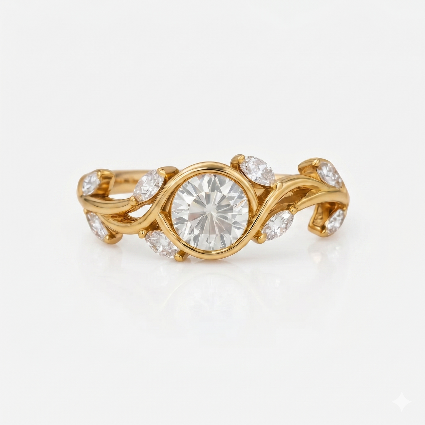 0.50 ct Round Lab-Grown Diamond Vintage Leaf Ring