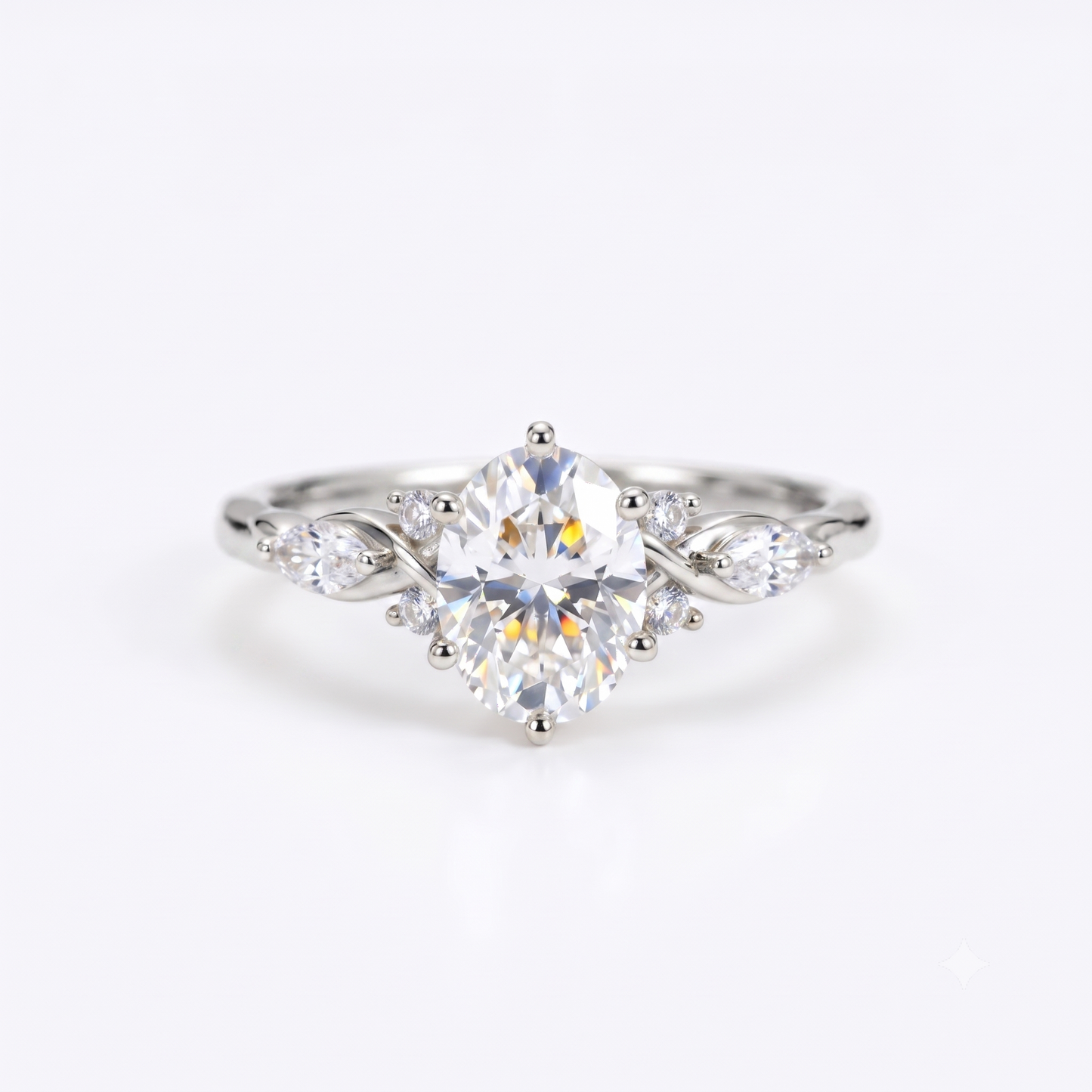 6*8mm Oval cut Natural Diamond Engagement Ring,Stacking ring