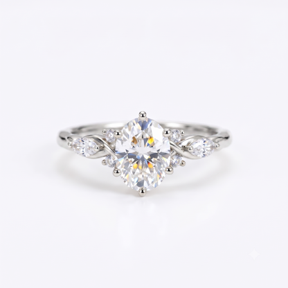 6*8mm Oval cut Natural Diamond Engagement Ring,Stacking ring