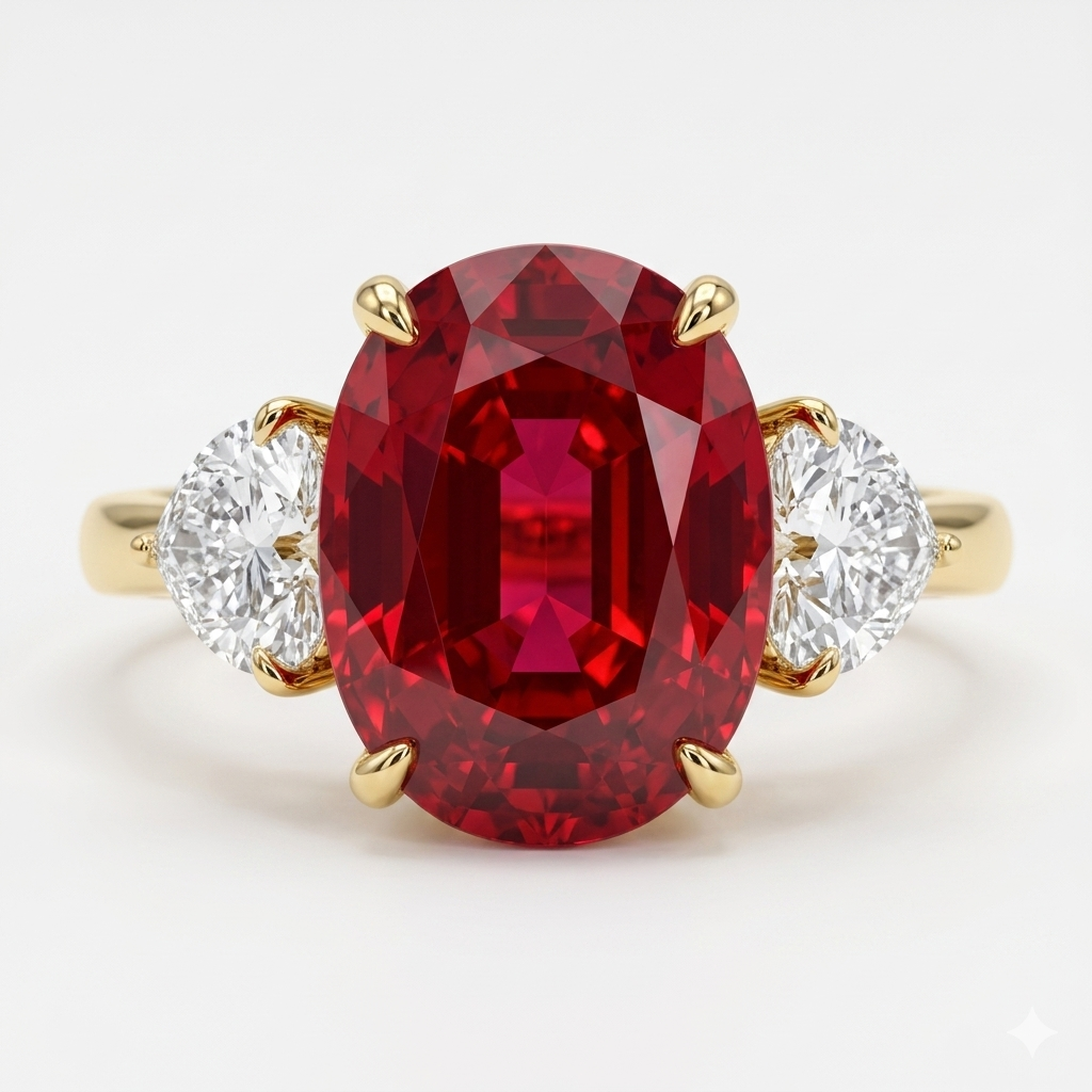 3.00 Carat Pink Elongated Cushion Cut Three Stone Reverse Tapered Lab-Grown Ring