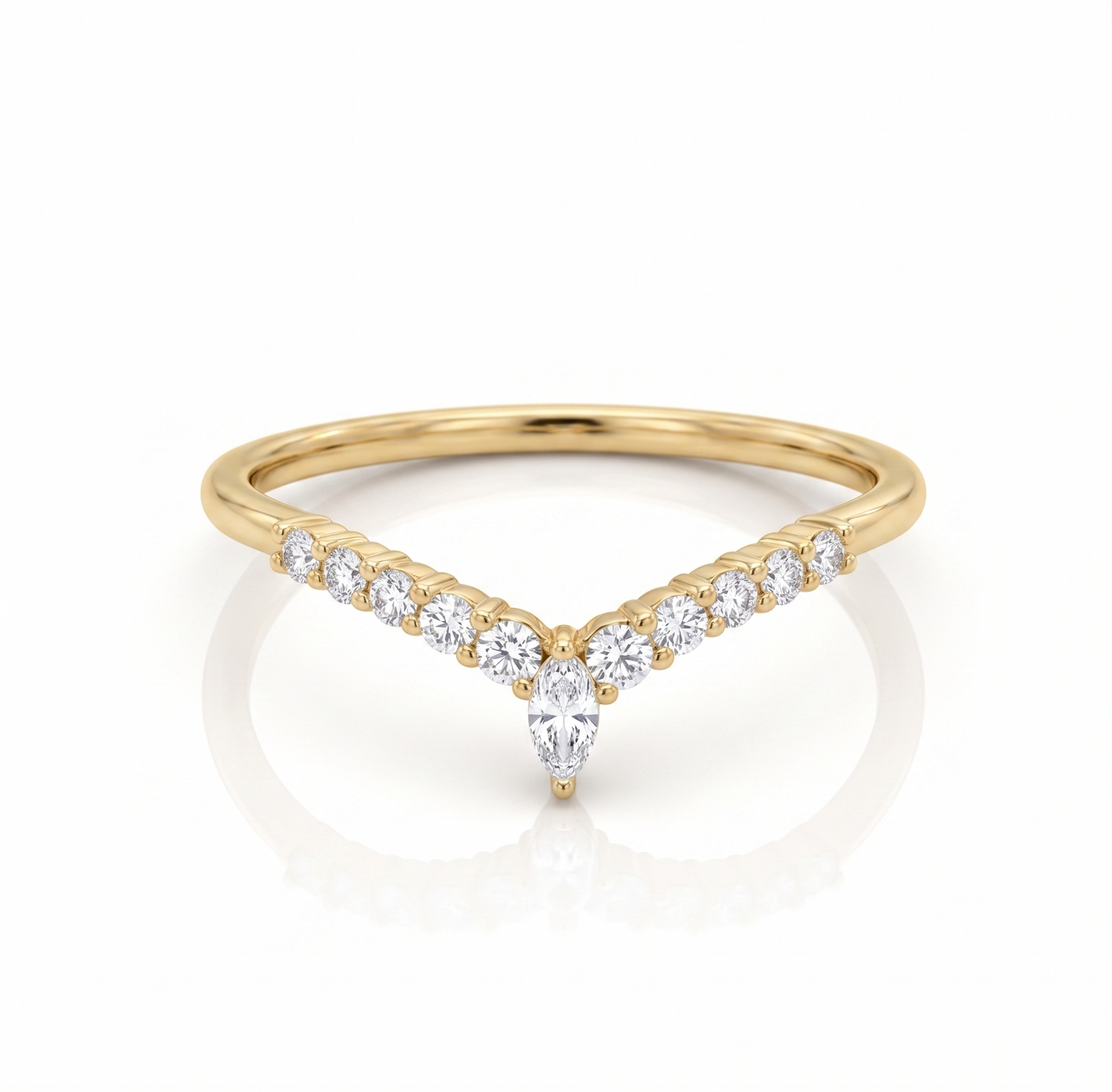 Pear Band Ring – Curved Lab-Grown Wedding Band in 14K Gold