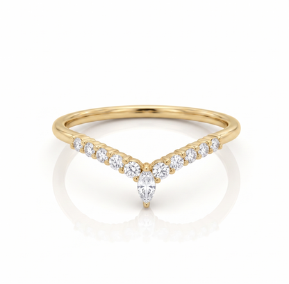 Pear Band Ring – Curved Lab-Grown Wedding Band in 14K Gold