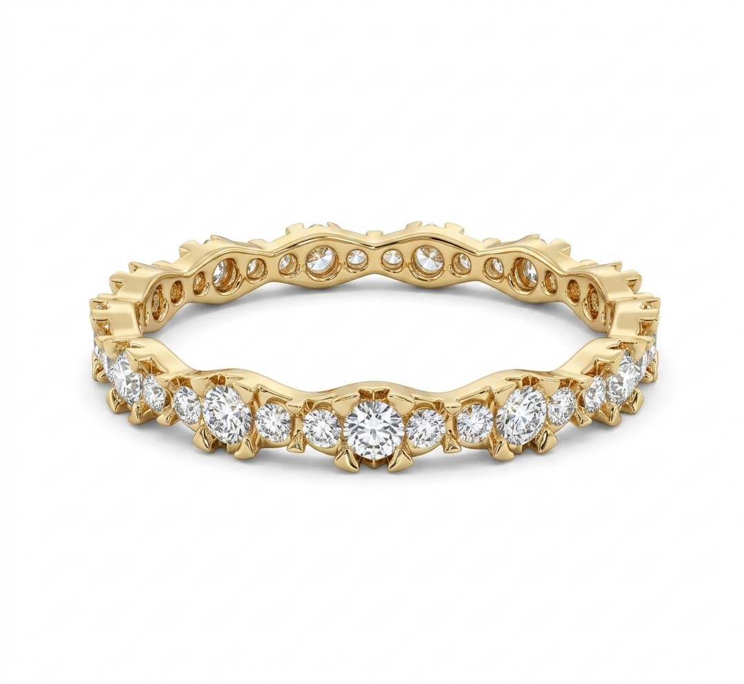 14K Solid Gold Lab-Grown Eternity Band – Elegant Wedding Ring