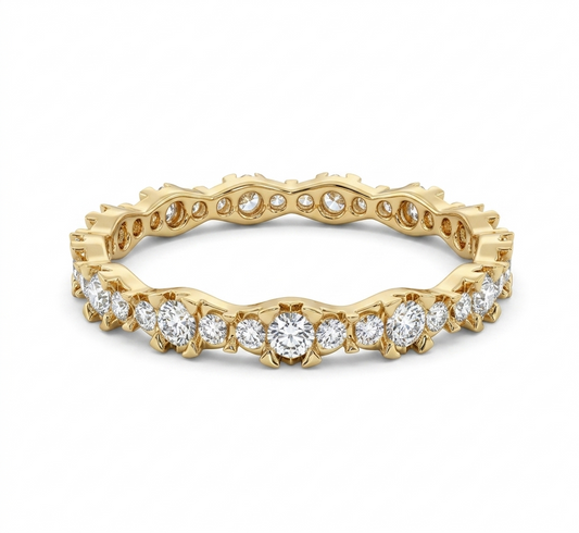 14K Solid Gold Moissanite Eternity Band – Elegant Wedding Ring