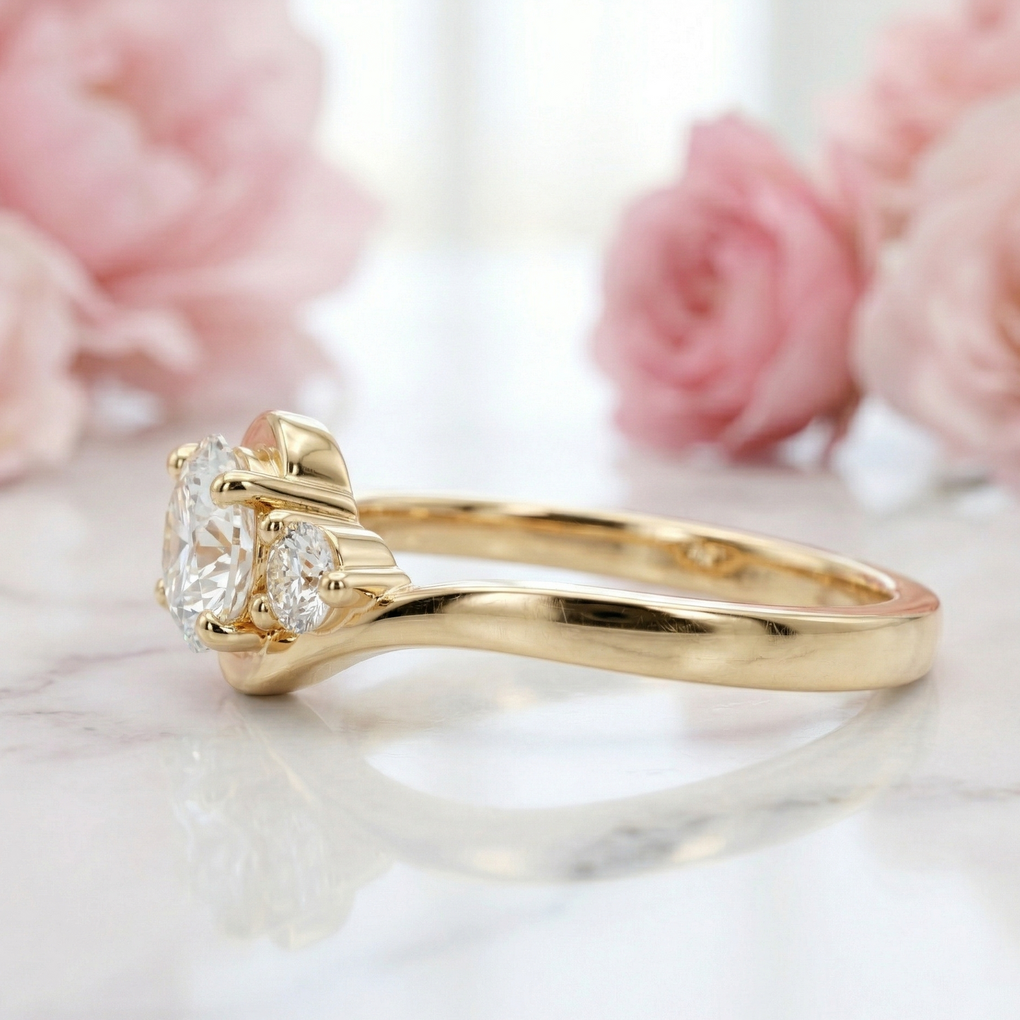 1.400ct Round Lab Grown Diamond Three Stone Engagement Ring