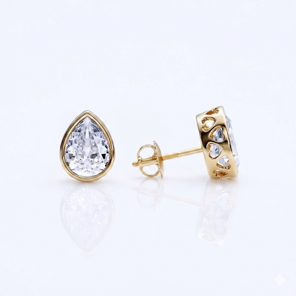 2.0 Ct Pear Shaped Lab Grown Diamond Stud Earrings