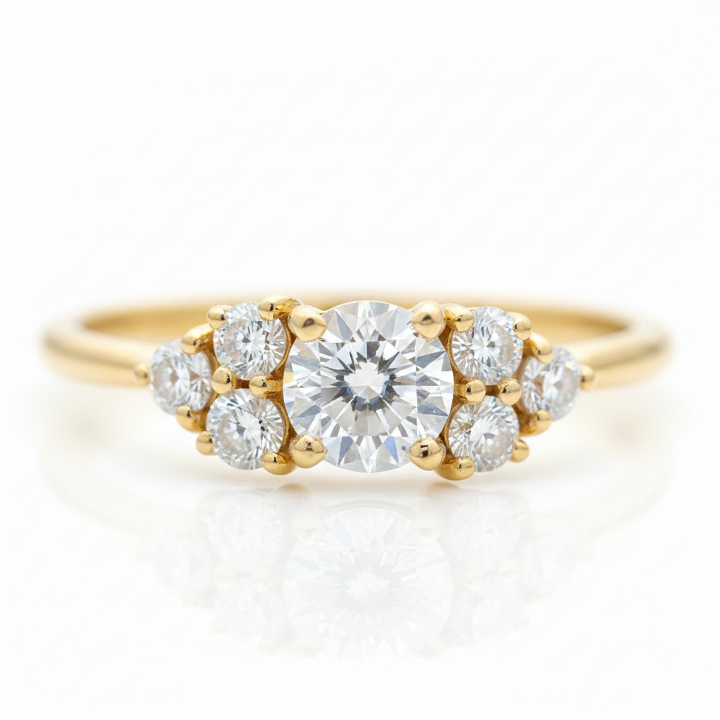 1.30 Ct Round Cluster Lab Grown Diamond Engagement Ring