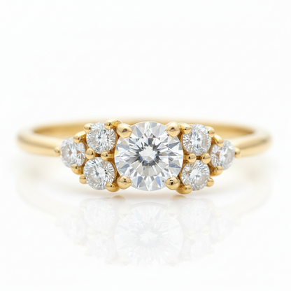 1.30 Ct Round Cluster Lab Grown Diamond Engagement Ring