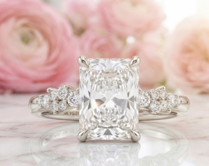 2 Ct Radiant Lab Grown Diamond Ring – Cluster Design