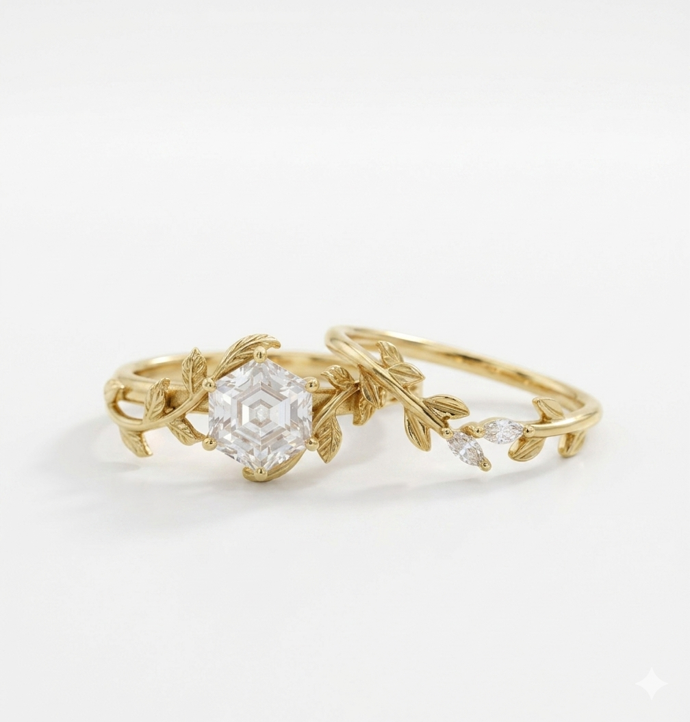 hexagon diamond engagement ring​

