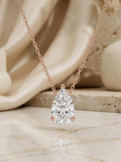 1 Carat Pear Lab Grown Diamond Pendant Necklace