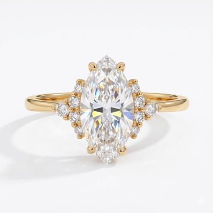 1.100 Ct Marquise Lab Diamond Ring – Vintage Art Deco Design