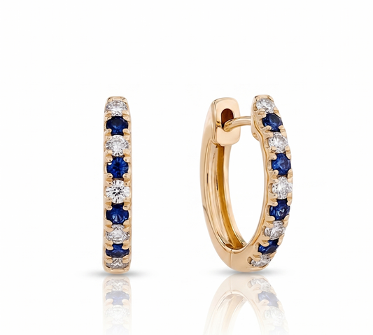 Diamond & Sapphire Petite Hoop Earrings
