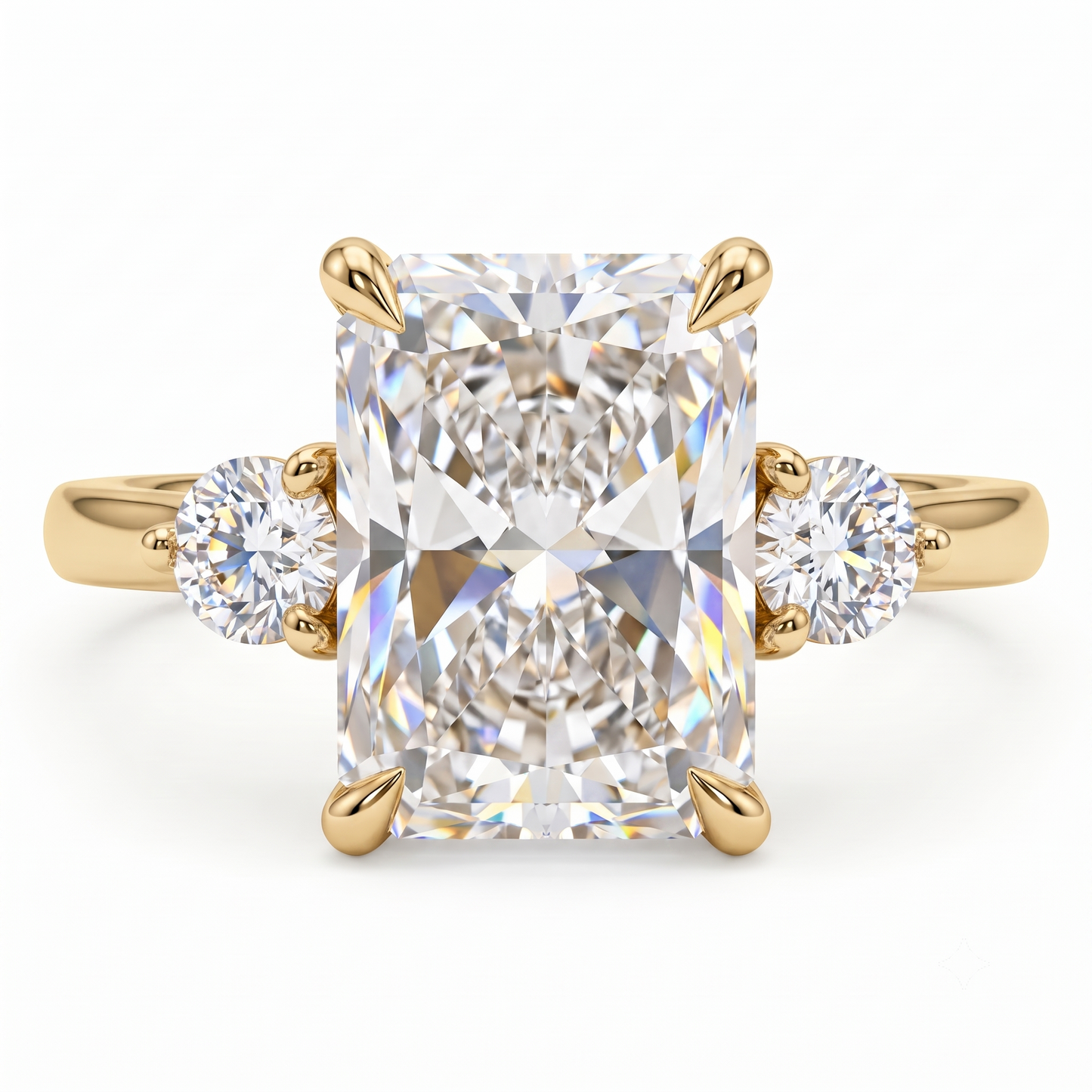 2.40 CT Radiant Lab Grown Diamond Three Stone Engagement Ring