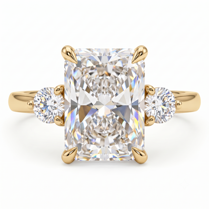 2.40 CT Radiant Lab Grown Diamond Three Stone Engagement Ring