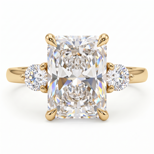 2.40 CT Radiant Lab Grown Diamond Three Stone Engagement Ring