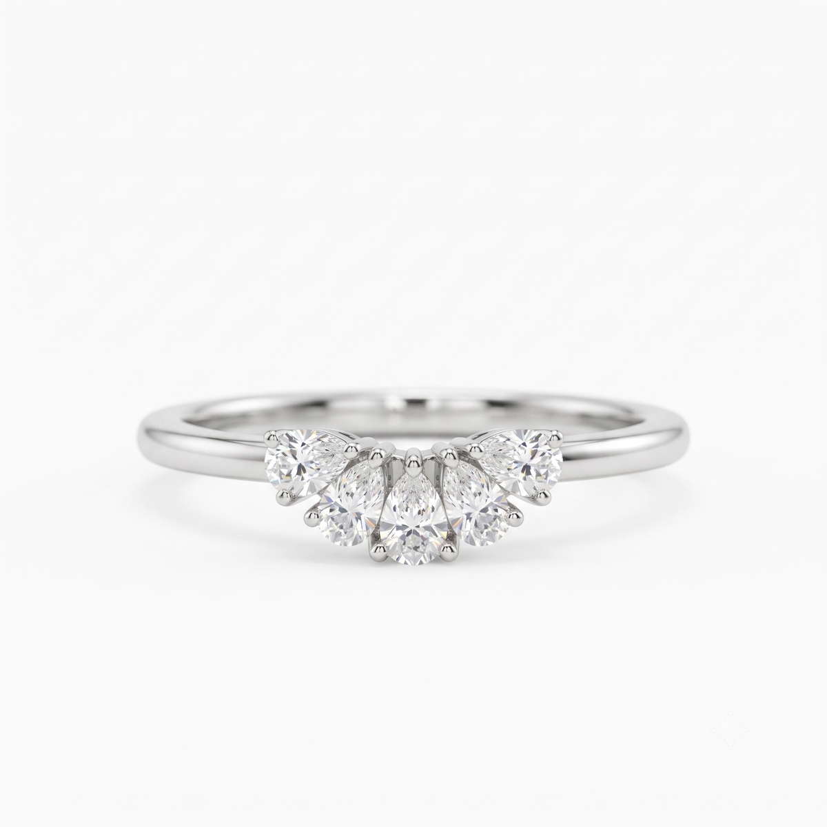 pear diamond curved wedding band