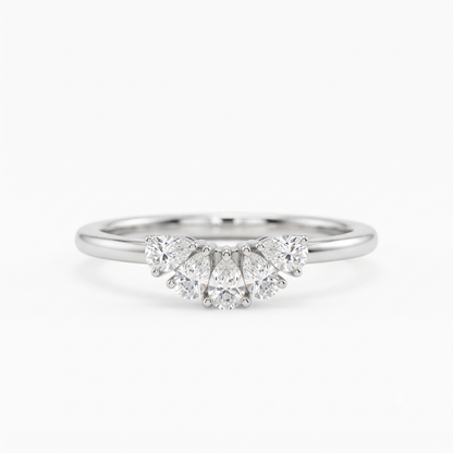 pear diamond curved wedding band