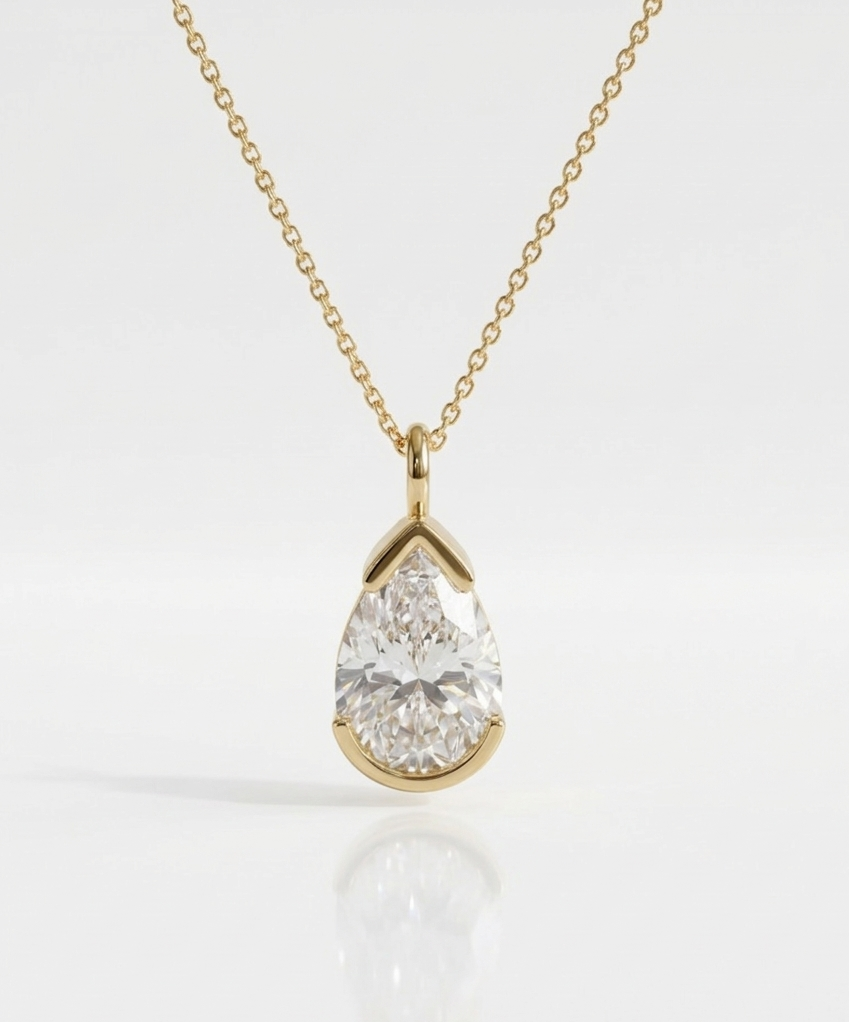 pear cut lab grown pendant necklace