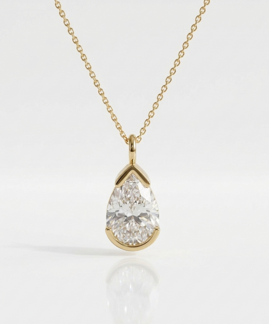 pear cut lab grown pendant necklace
