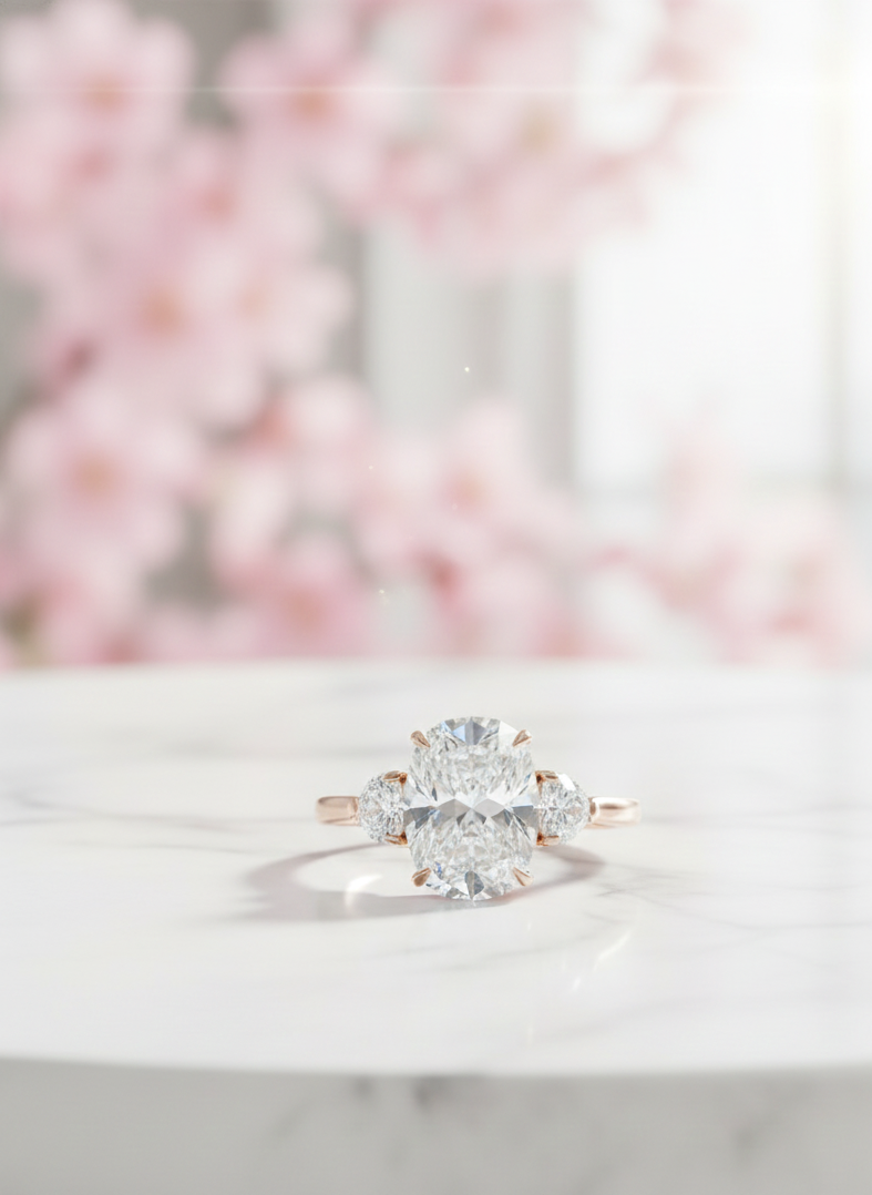 1.80 ct Cushion Cut Lab-Grown Three Stone Engagement Ring