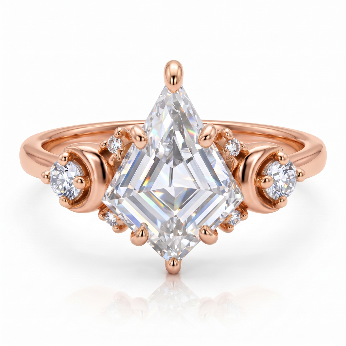 1.20ct Kite Cut Lab Grown Diamond Engagement Ring 14k Rose Gold Ring
