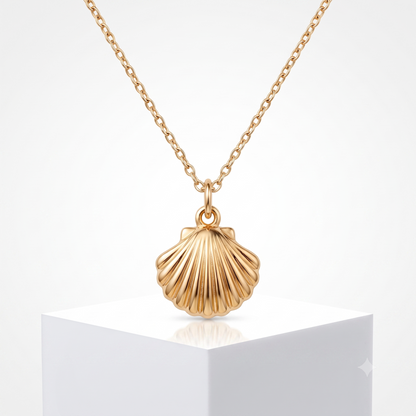 Seashell Pendant Necklace, 14K Gold Shell Necklace