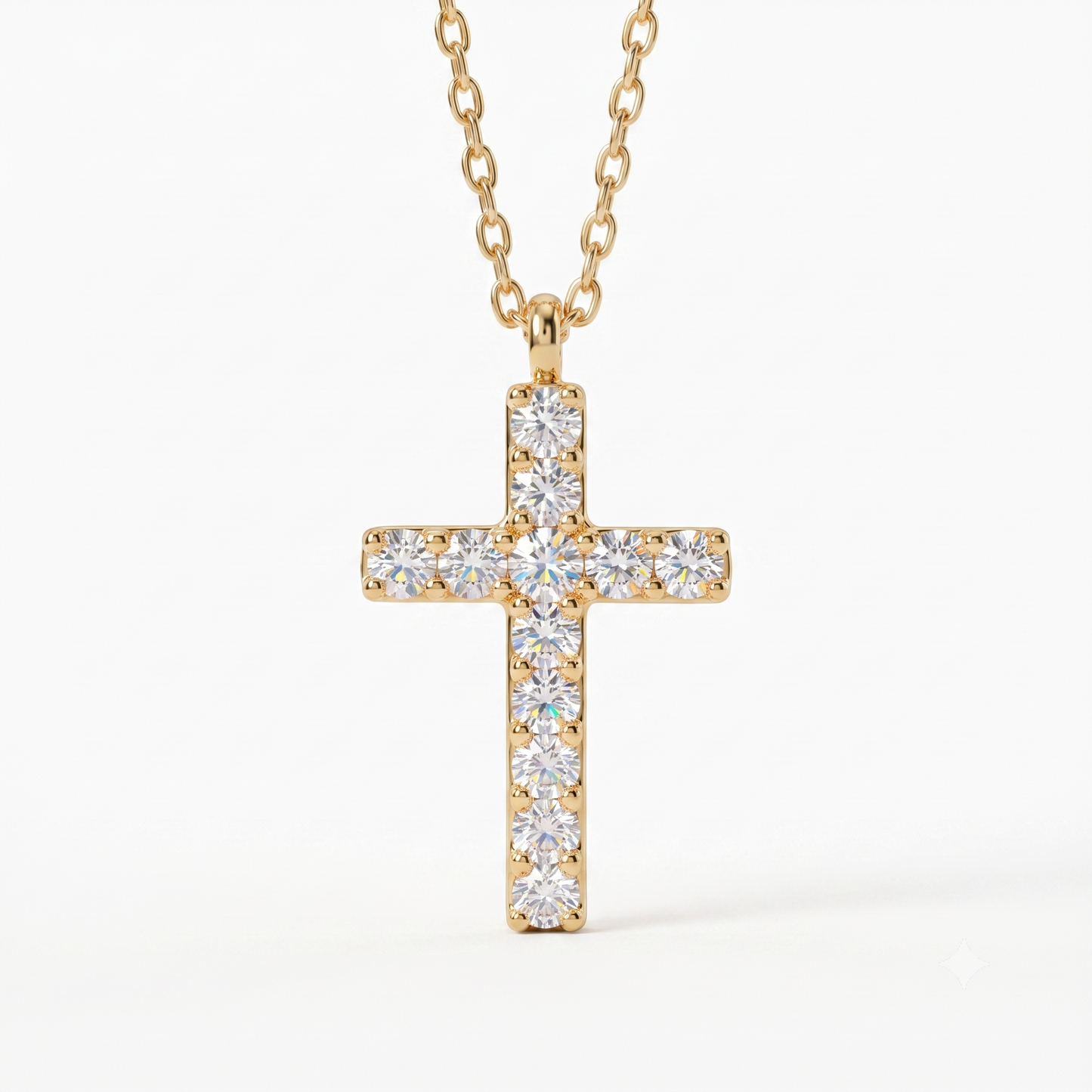 0.150 Ct Lab-Grown Cross Necklace – 14K Rose Gold Pendant
