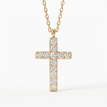 0.150 Ct Lab-Grown Cross Necklace – 14K Rose Gold Pendant