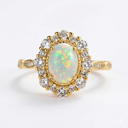 2.50CT Oval Natural Opal Anniversary Ring Gift For Her Birthday Ring Gift