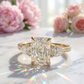 radiant three stone engagement ring​

