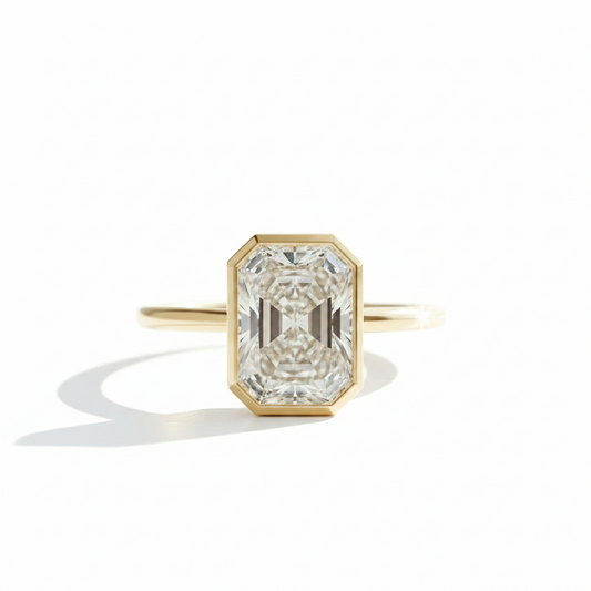 1.750 ct Radiant Cut Moissanite Engagement Ring - Bezel Set