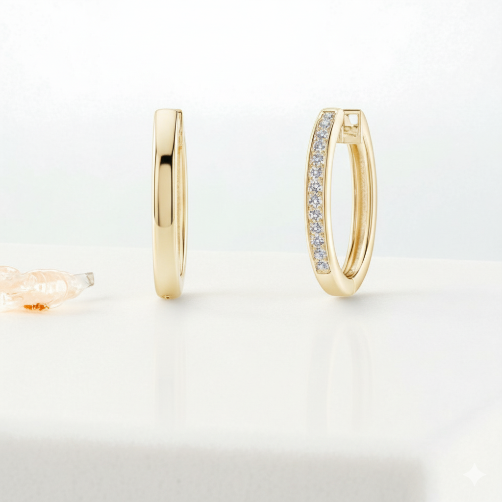 1/10ct Pavé-Set Lab-Grown Diamond Hoop Earrings