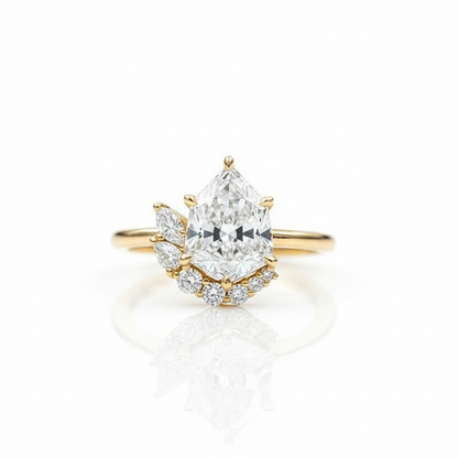 1.80 Ct Pear Cut Lab Grown Diamond Halo Engagement Ringh