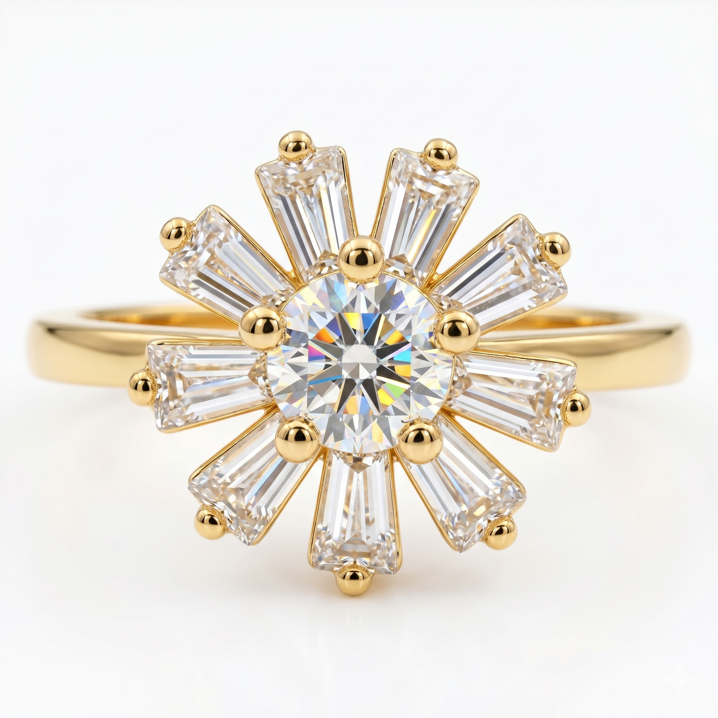 Round & Baguette Cut Diamond Wedding Ring