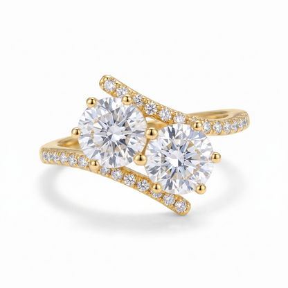 2.60 CT Two Stone Lab Grown Diamond Toi et Moi Engagement Ring