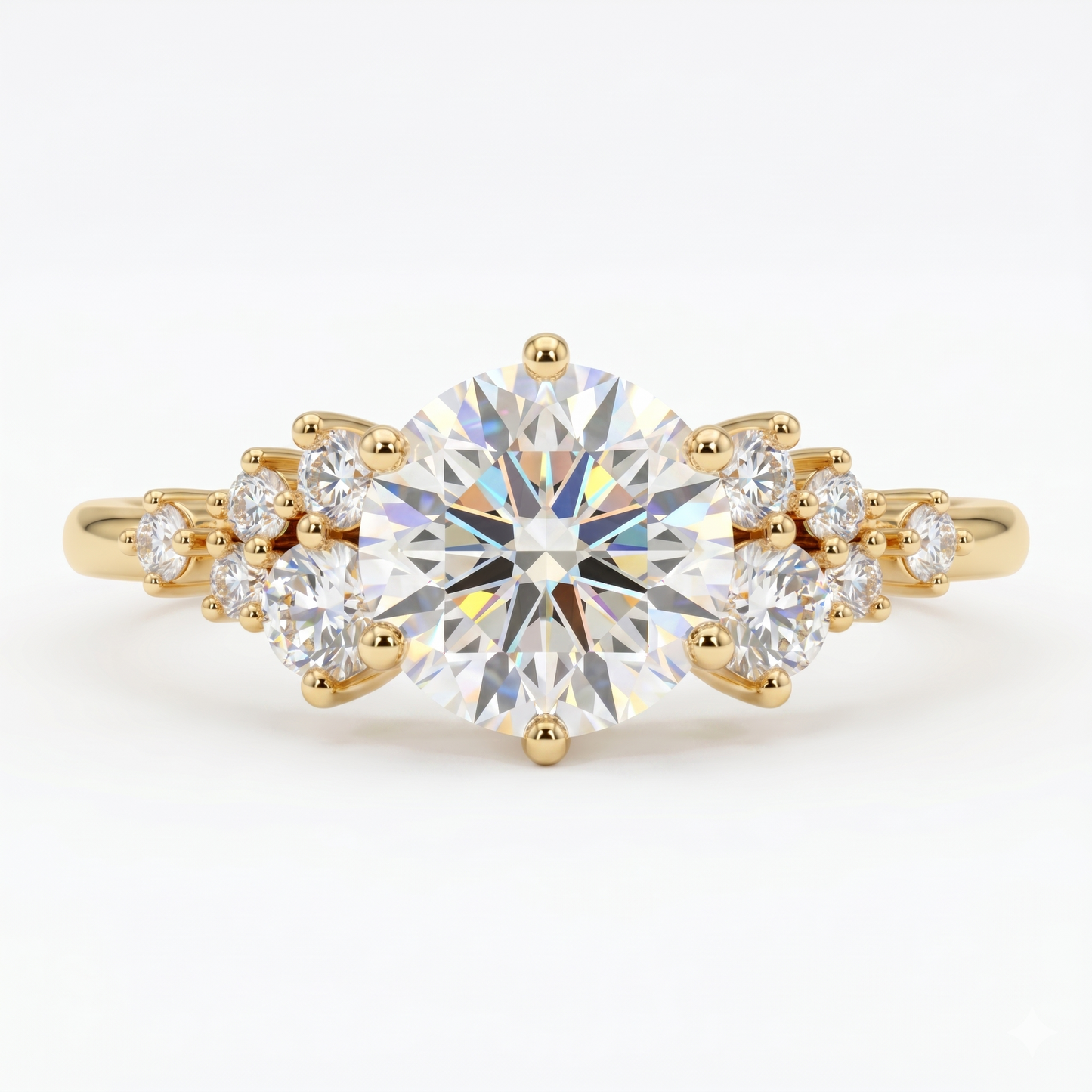 1CT Round Natural Diamond engagement ring, Unique White gold engagement ring
