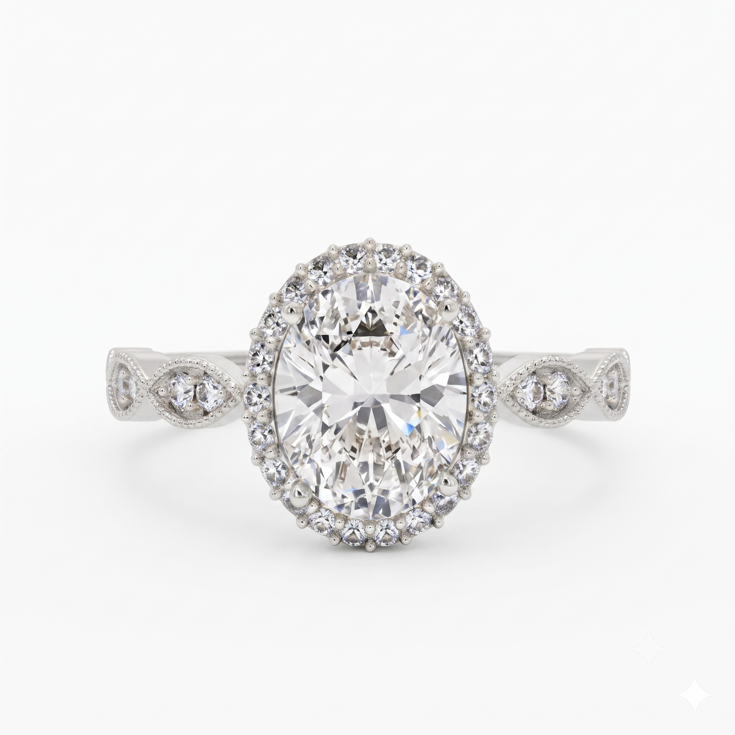 1.60CT Oval Halo Lab Grown Diamond Engagement Ring