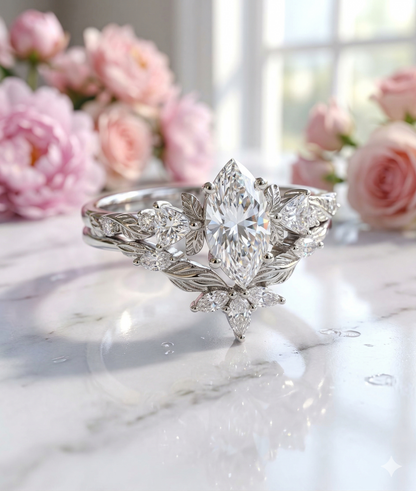1.410CT Marquise Lab Grown Diamond Engagement Ring Set